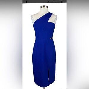Aidan Mattox Electric Blue One-Shoulder Sheath Dress